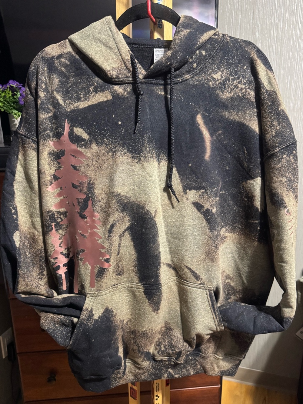 Bleached Pine Tree Graphic Hoodie Custom Pullover
